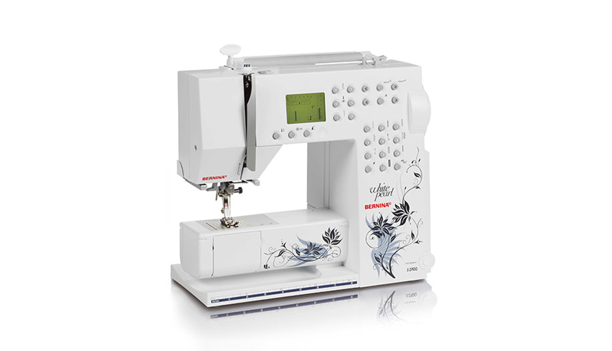 Bernina White Pearl sewing machine with floral decoration