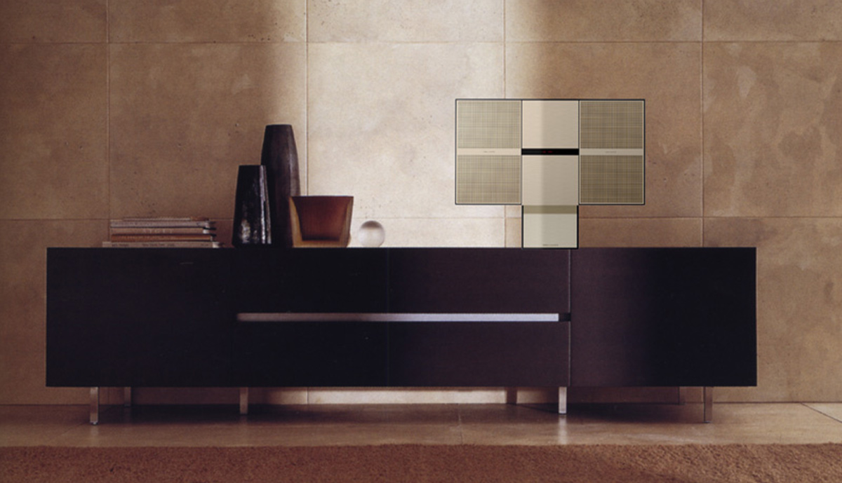 Beosound Millenium audio panel in a warm stone interior
